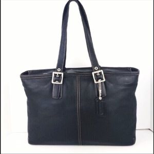 Coach Hamptons Large Black Leather Tote
